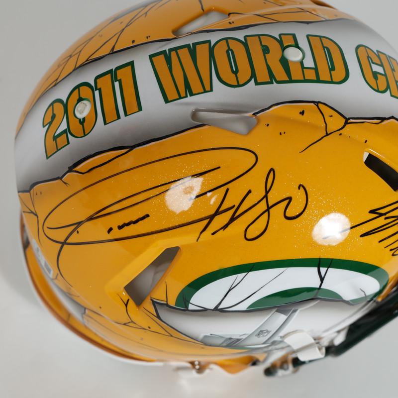 Donald Driver & Jordy Nelson Signed Packers Full-Size Authentic On-Field Custom Painted Speed Helmet (Beckett) at PristineAuction.com Donald Driver & Jordy Nelson Signed Packers Full-Size Authentic On-Field Custom Painted Speed Helmet (Beckett) at PristineAuction.com