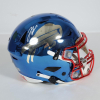 Josh Allen Signed Bills Full-Size Authentic On-Field Chrome Alternate Speedflex Helmet (Beckett) at PristineAuction.com
