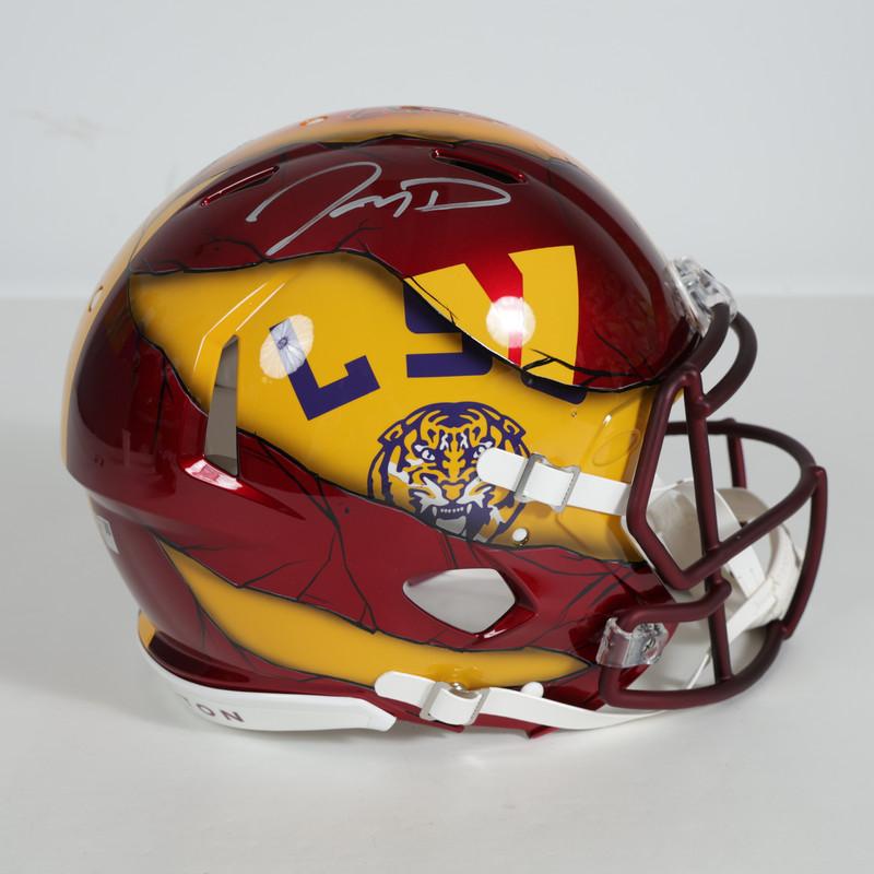 Jayden Daniels Signed Commanders / LSU Tigers Full-Size Authentic On-Field Custom Painted Speed Helmet (Fanatics) at PristineAuction.com Jayden Daniels Signed Commanders / LSU Tigers Full-Size Authentic On-Field Custom Painted Speed Helmet (Fanatics) at PristineAuction.com
