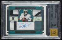 Jalen Hurts 2020 Panini One #79 RC #38/99 JSY AU (BGS 9 | Auto Grade 10) at PristineAuction.com