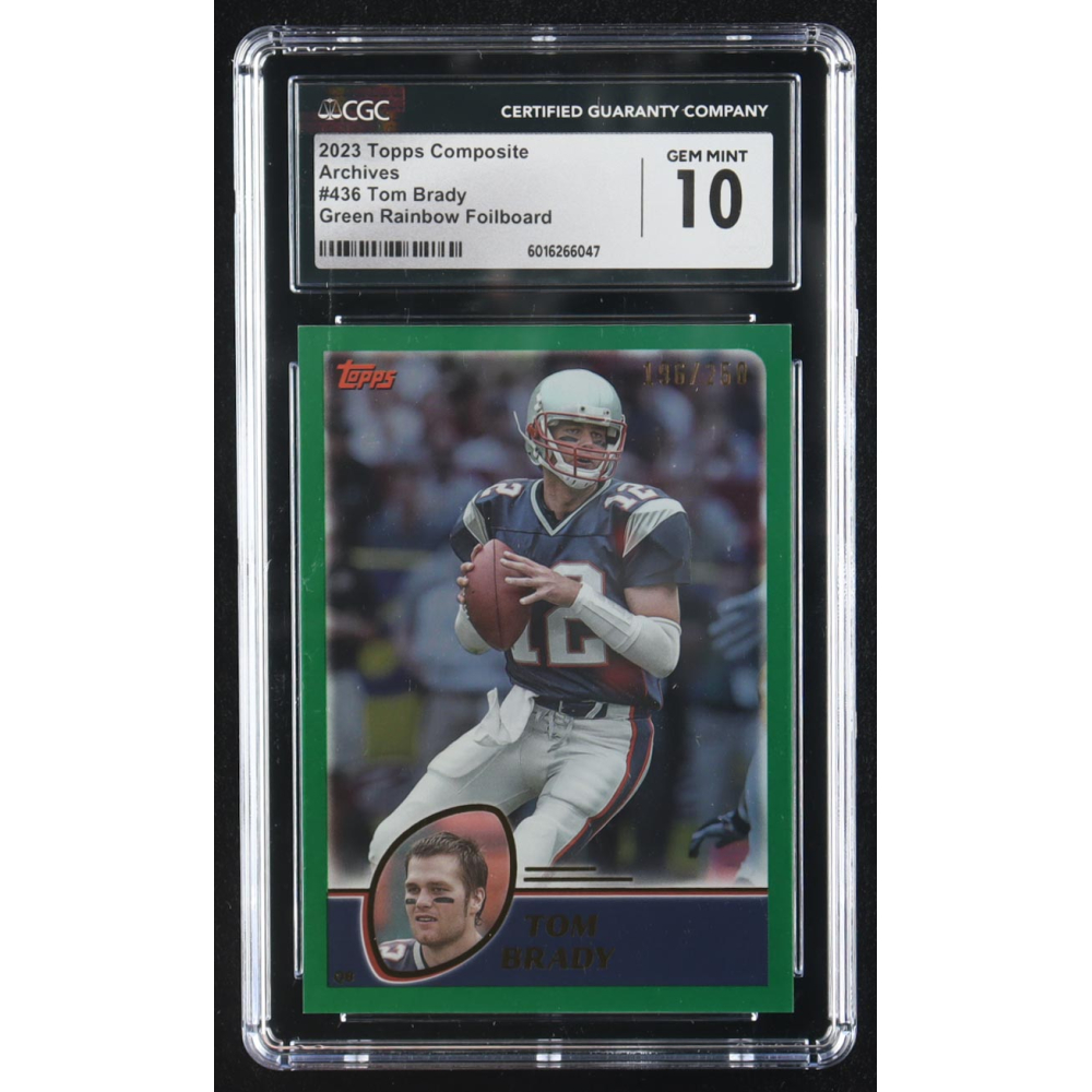Tom Brady 2023 Topps Composite Archives Green Rainbow Foilboard #436 #196/250 (CGC 10) at PristineAuction.com