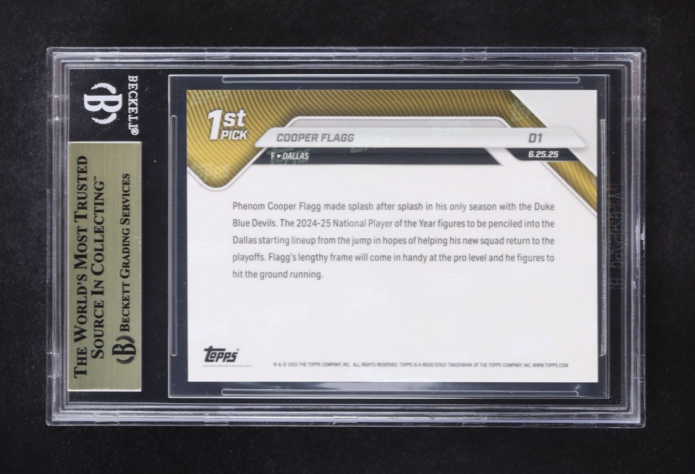 Cooper Flagg 2025-26 Topps Now #D1 RC (BGS 9.5) at PristineAuction.com Cooper Flagg 2025-26 Topps Now #D1 RC (BGS 9.5) at PristineAuction.com