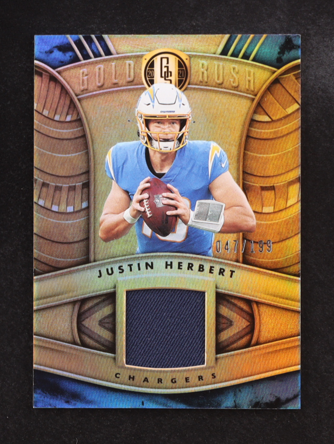 Justin Herbert 2021 Panini Gold Standard Gold Rush Materials #26 #47/199 at PristineAuction.com Justin Herbert 2021 Panini Gold Standard Gold Rush Materials #26 #47/199 at PristineAuction.com