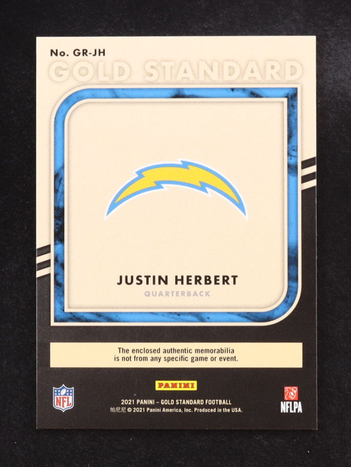 Justin Herbert 2021 Panini Gold Standard Gold Rush Materials #26 #47/199 at PristineAuction.com Justin Herbert 2021 Panini Gold Standard Gold Rush Materials #26 #47/199 at PristineAuction.com