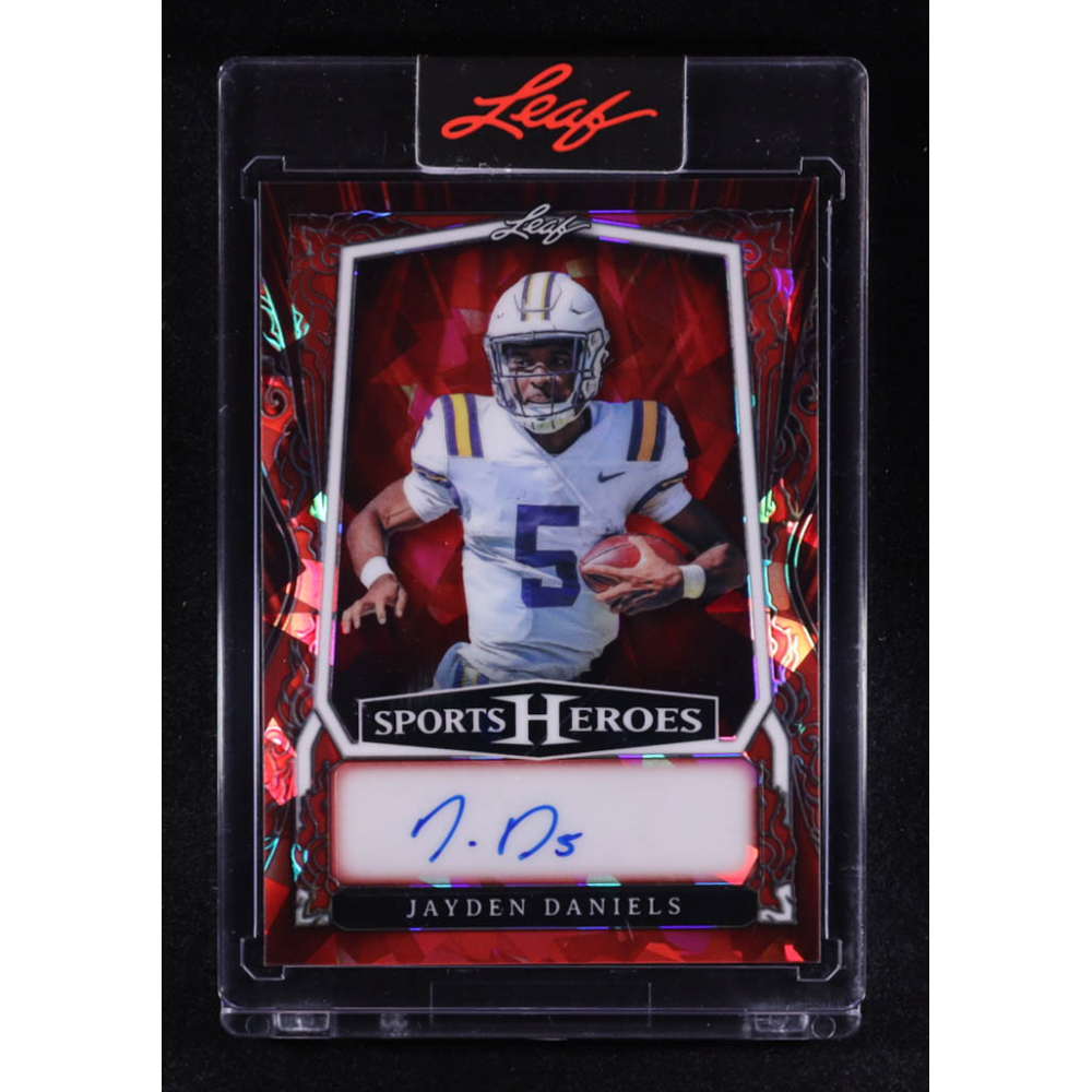 Jayden Daniels 2025 Leaf Sports Heroes Crystal Red #BAJD3 #1/3 at PristineAuction.com