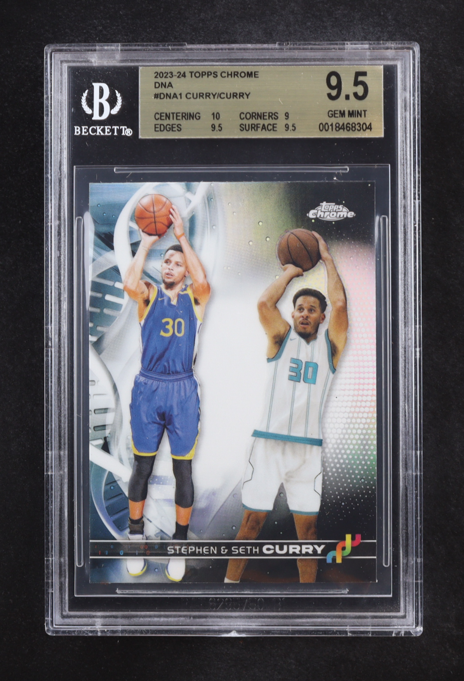 Stephen Curry / Seth Curry 2023-24 Topps Chrome DNA #DNA1 (BGS 9.5) at PristineAuction.com Stephen Curry / Seth Curry 2023-24 Topps Chrome DNA #DNA1 (BGS 9.5) at PristineAuction.com