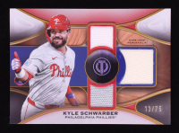 Kyle Schwarber 2025 Topps Tribute Triple Relics Gold #TTRKS #13/75 at PristineAuction.com