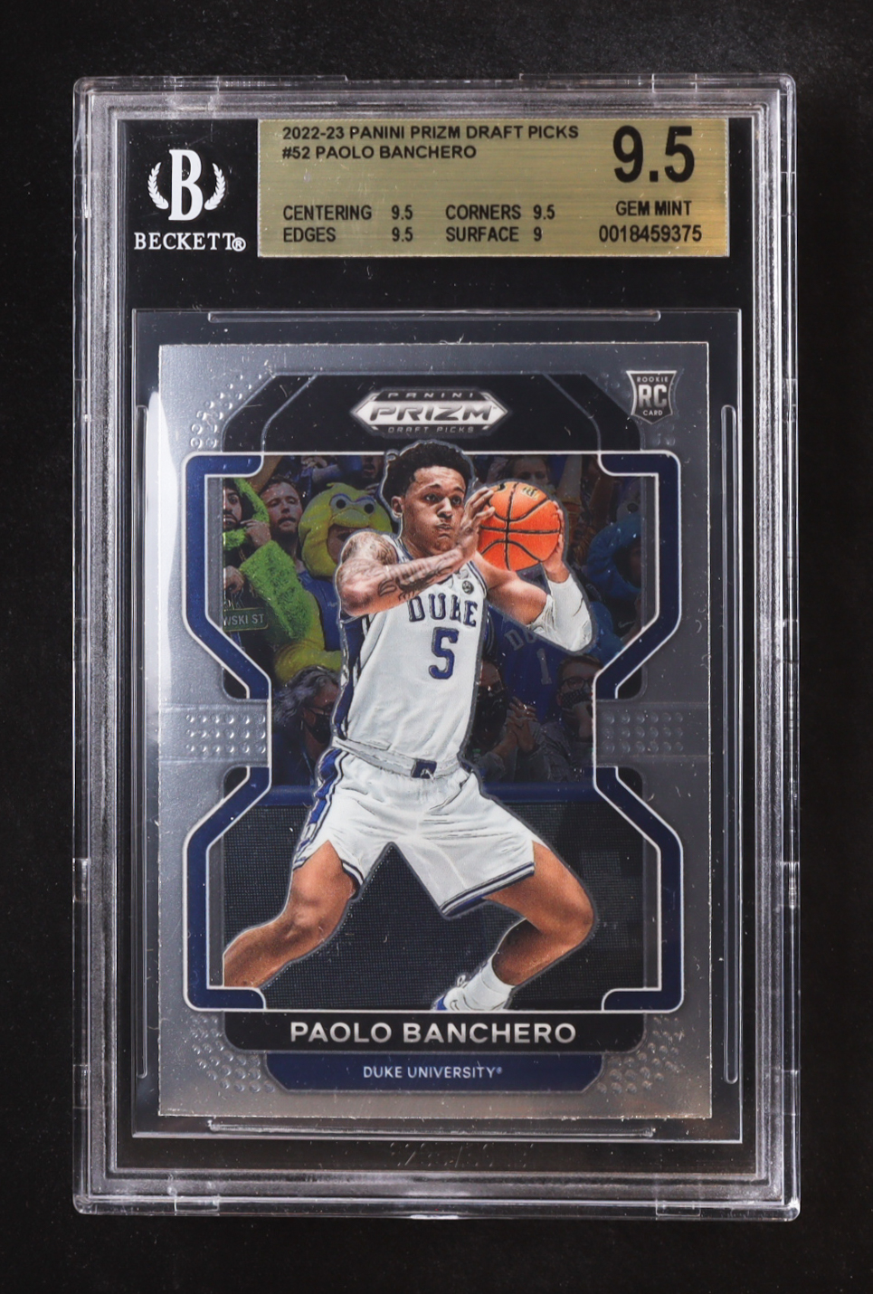 Paolo Banchero 2022-23 Panini Prizm Draft Picks #52 RC (BGS 9.5) at PristineAuction.com Paolo Banchero 2022-23 Panini Prizm Draft Picks #52 RC (BGS 9.5) at PristineAuction.com