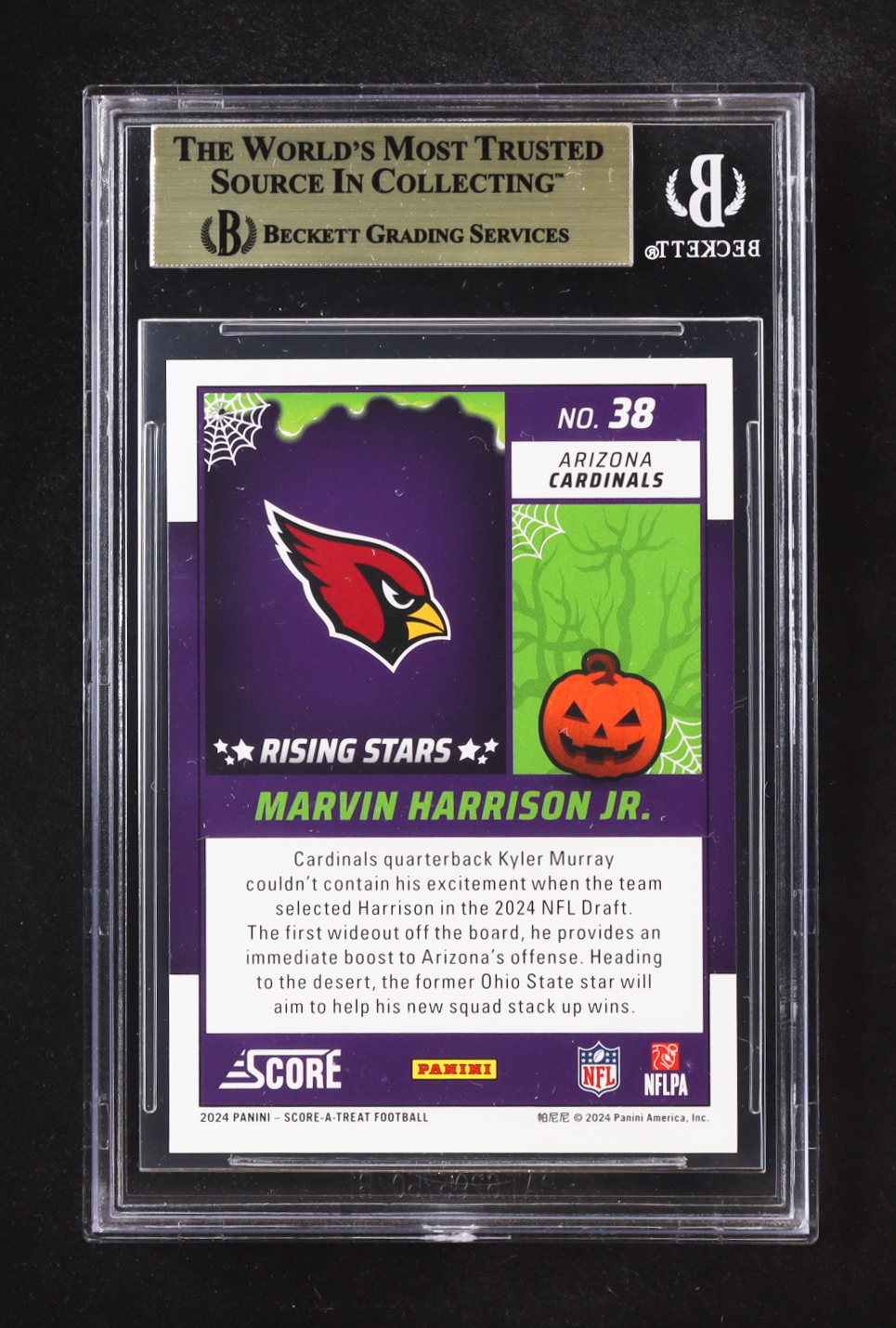 Marvin Harrison Jr. 2024 Score Halloween Rising Stars Bats #38 RC (BGS 9.5) at PristineAuction.com Marvin Harrison Jr. 2024 Score Halloween Rising Stars Bats #38 RC (BGS 9.5) at PristineAuction.com