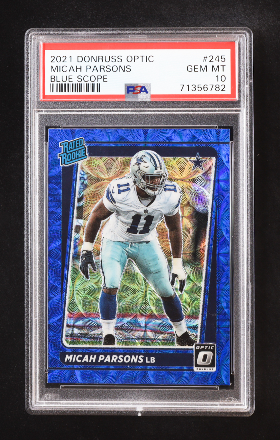 Micah Parsons 2021 Donruss Optic Blue Scope #245 RC (PSA 10) at PristineAuction.com Micah Parsons 2021 Donruss Optic Blue Scope #245 RC (PSA 10) at PristineAuction.com