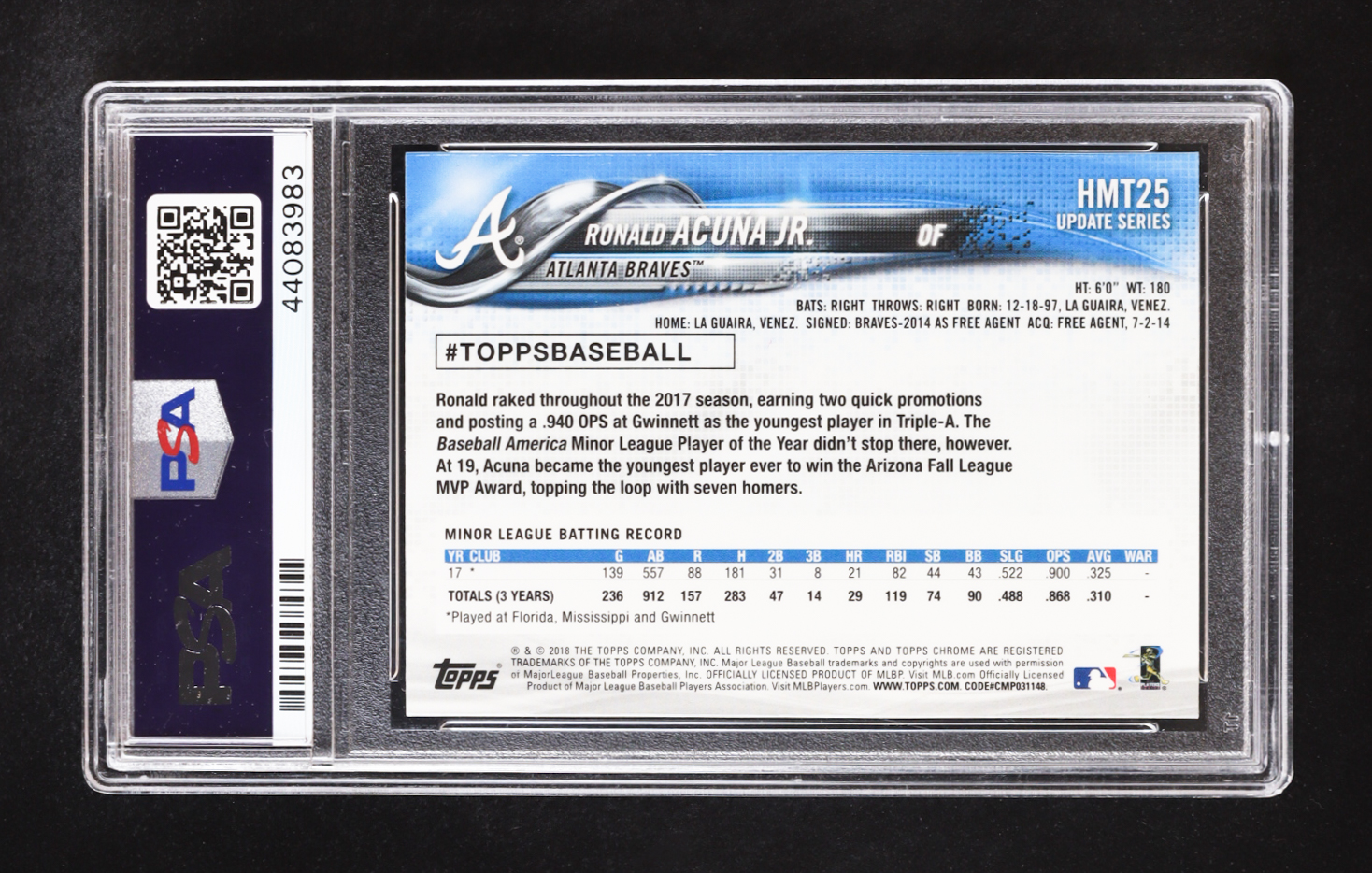 Ronald Acuna Jr. 2018 Topps Chrome Update #HMT25 RC (PSA 10) at PristineAuction.com Ronald Acuna Jr. 2018 Topps Chrome Update #HMT25 RC (PSA 10) at PristineAuction.com