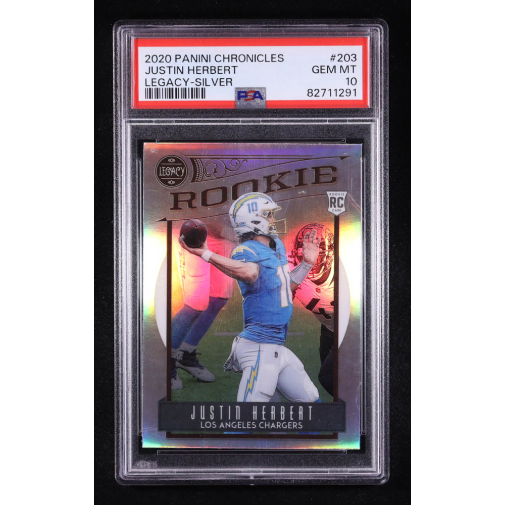 Justin Herbert 2020 Panini Legacy Silver #203 Chronicles RC (PSA 10) at PristineAuction.com