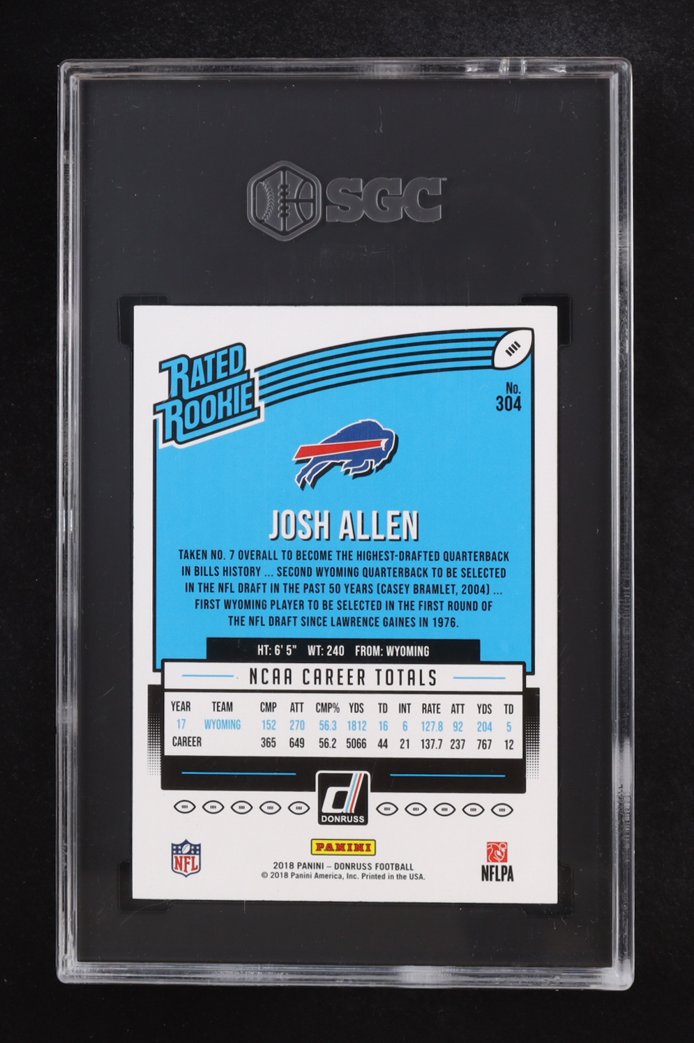Josh Allen 2018 Donruss RR #304 RC (SGC 10) at PristineAuction.com Josh Allen 2018 Donruss RR #304 RC (SGC 10) at PristineAuction.com