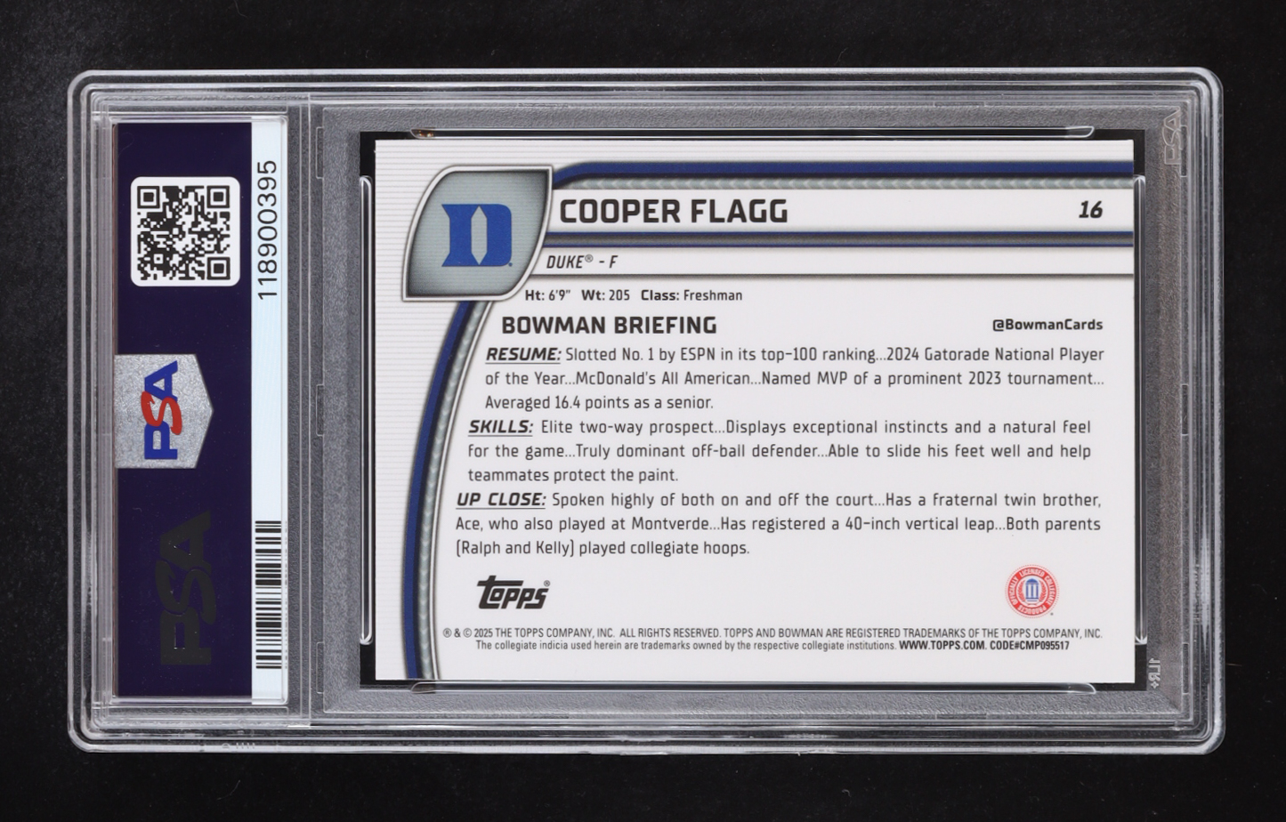 Cooper Flagg 2024 Bowman Chrome University Sky Blue Refractor #16 RC (PSA 10) at PristineAuction.com Cooper Flagg 2024 Bowman Chrome University Sky Blue Refractor #16 RC (PSA 10) at PristineAuction.com