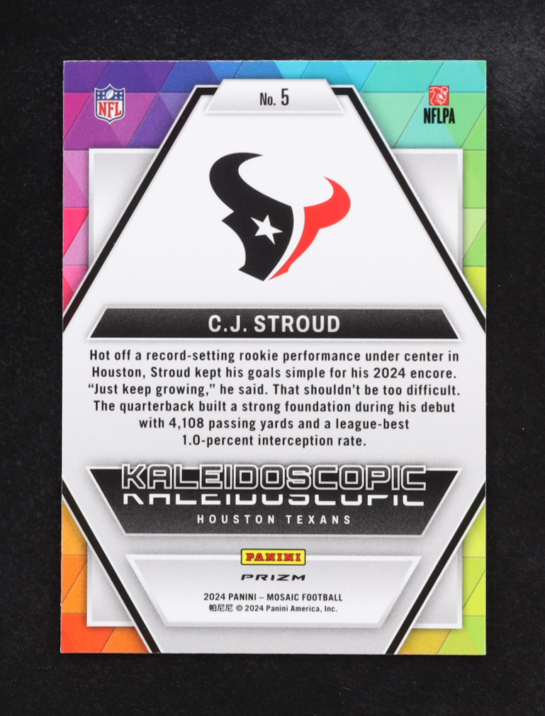 C.J. Stroud 2024 Mosaic Kaleidoscopic Prizm #5 at PristineAuction.com C.J. Stroud 2024 Mosaic Kaleidoscopic Prizm #5 at PristineAuction.com