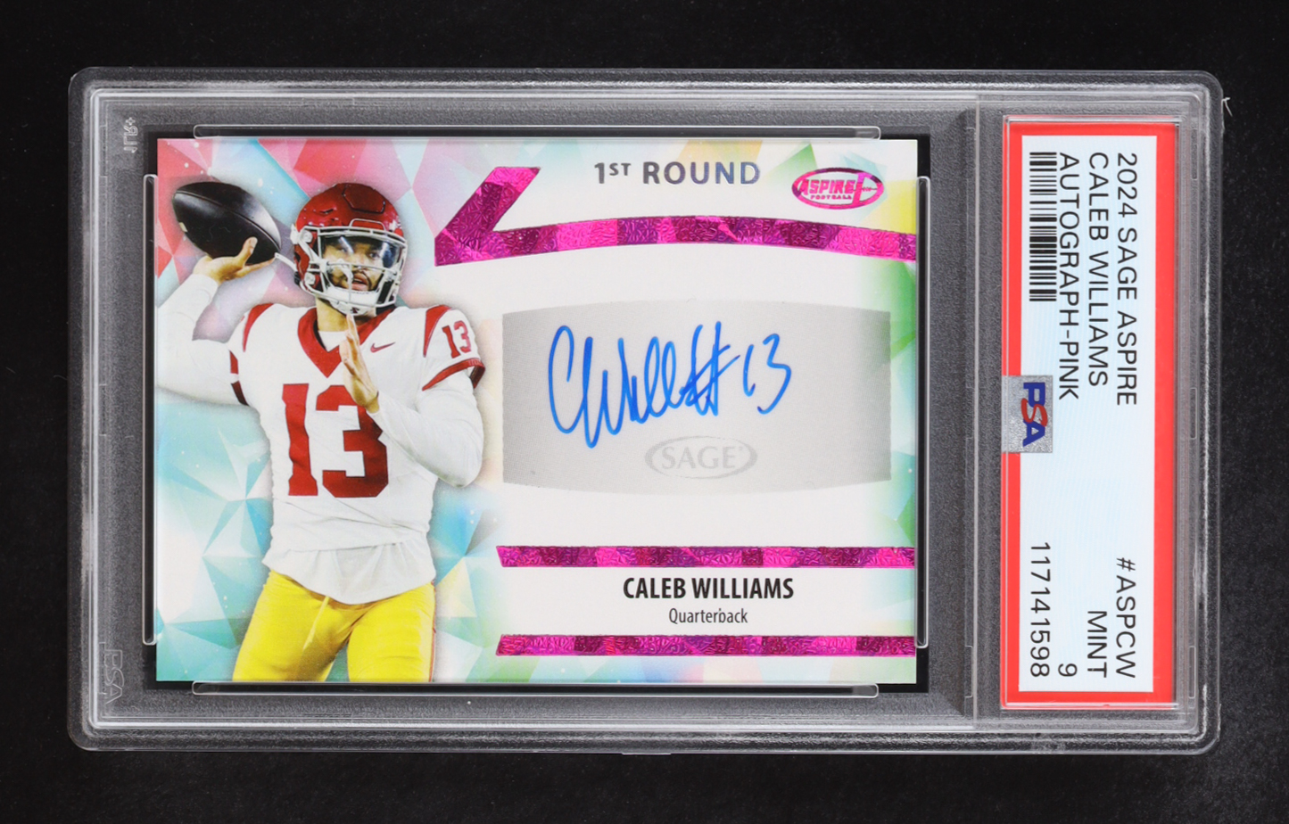 Caleb Williams 2024 Sage Aspire Autograph Pink #ASPCW RC (PSA 9) at PristineAuction.com Caleb Williams 2024 Sage Aspire Autograph Pink #ASPCW RC (PSA 9) at PristineAuction.com