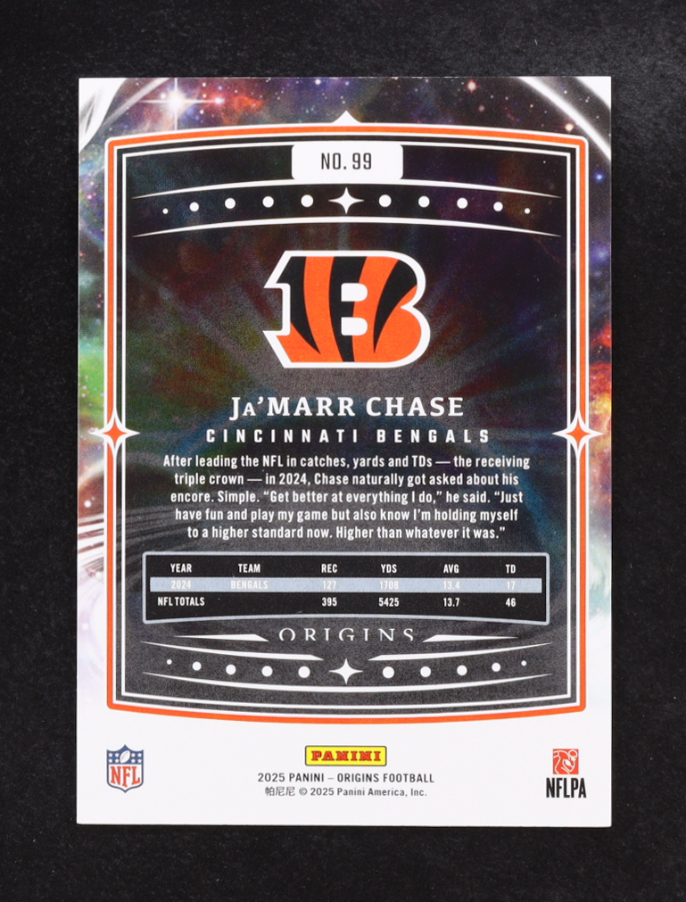 Ja'Marr Chase 2025 Panini Origins #99 #01/75 at PristineAuction.com Ja'Marr Chase 2025 Panini Origins #99 #01/75 at PristineAuction.com