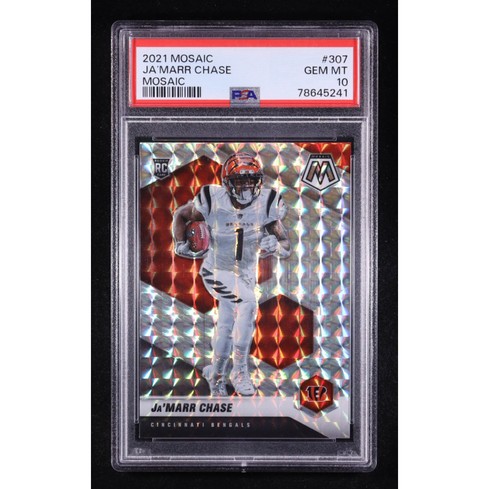 Ja'Marr Chase 2021 Panini Mosaic Mosaic #307 RC (PSA 10) at PristineAuction.com