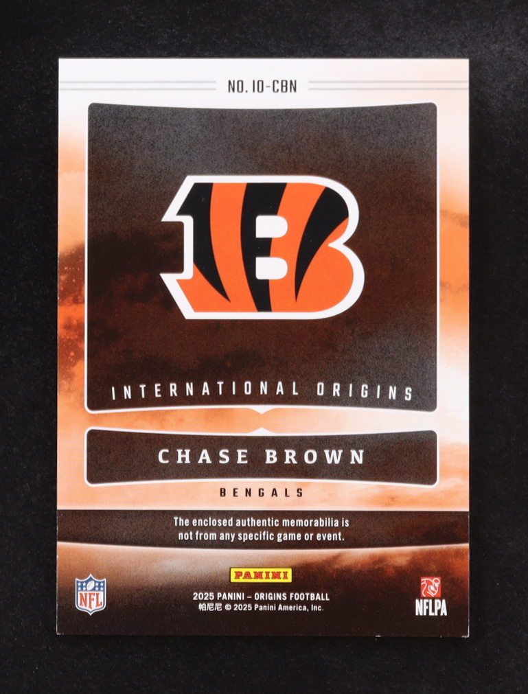 Chase Brown 2025 Panini International Origins Patch Canada #IO-CBN #147/199 at PristineAuction.com Chase Brown 2025 Panini International Origins Patch Canada #IO-CBN #147/199 at PristineAuction.com