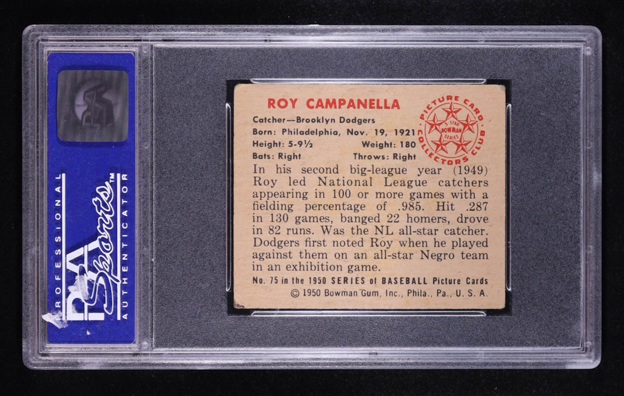 Roy Campanella 1950 Bowman #75 (PSA 3) at PristineAuction.com Roy Campanella 1950 Bowman #75 (PSA 3) at PristineAuction.com