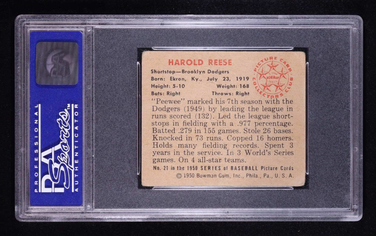 Pee Wee Reese 1950 Bowman #21 (PSA 3) at PristineAuction.com Pee Wee Reese 1950 Bowman #21 (PSA 3) at PristineAuction.com