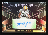 Aaron Jones 2020 Panini Obsidian Lightning Strike Autographs Electric Etch Green #12 #9/50 at PristineAuction.com