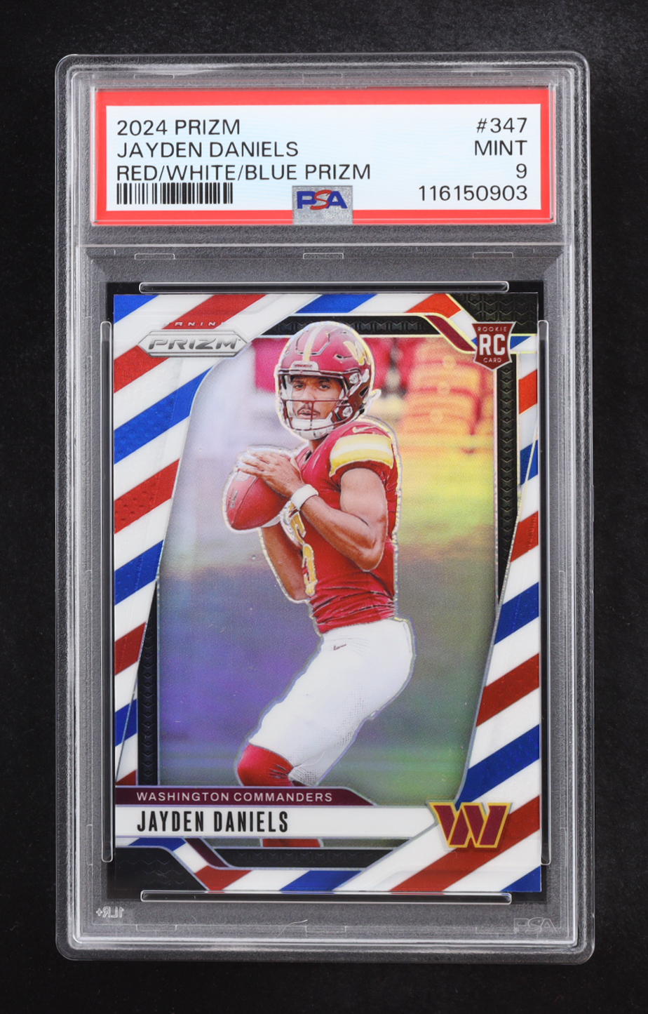 Jayden Daniels 2024 Panini Prizm Red White Blue Prizms #347 RC (PSA 9) at PristineAuction.com Jayden Daniels 2024 Panini Prizm Red White Blue Prizms #347 RC (PSA 9) at PristineAuction.com