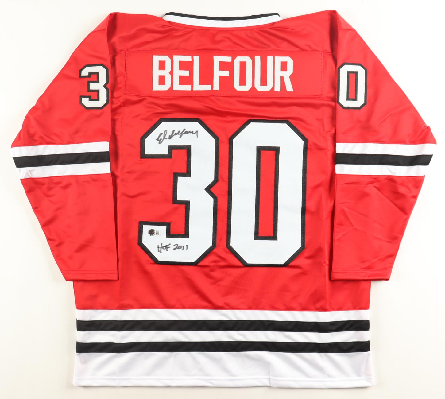 Ed Belfour Signed Jersey Inscribed "HOF 2011" (Beckett) at PristineAuction.com Ed Belfour Signed Jersey Inscribed "HOF 2011" (Beckett) at PristineAuction.com