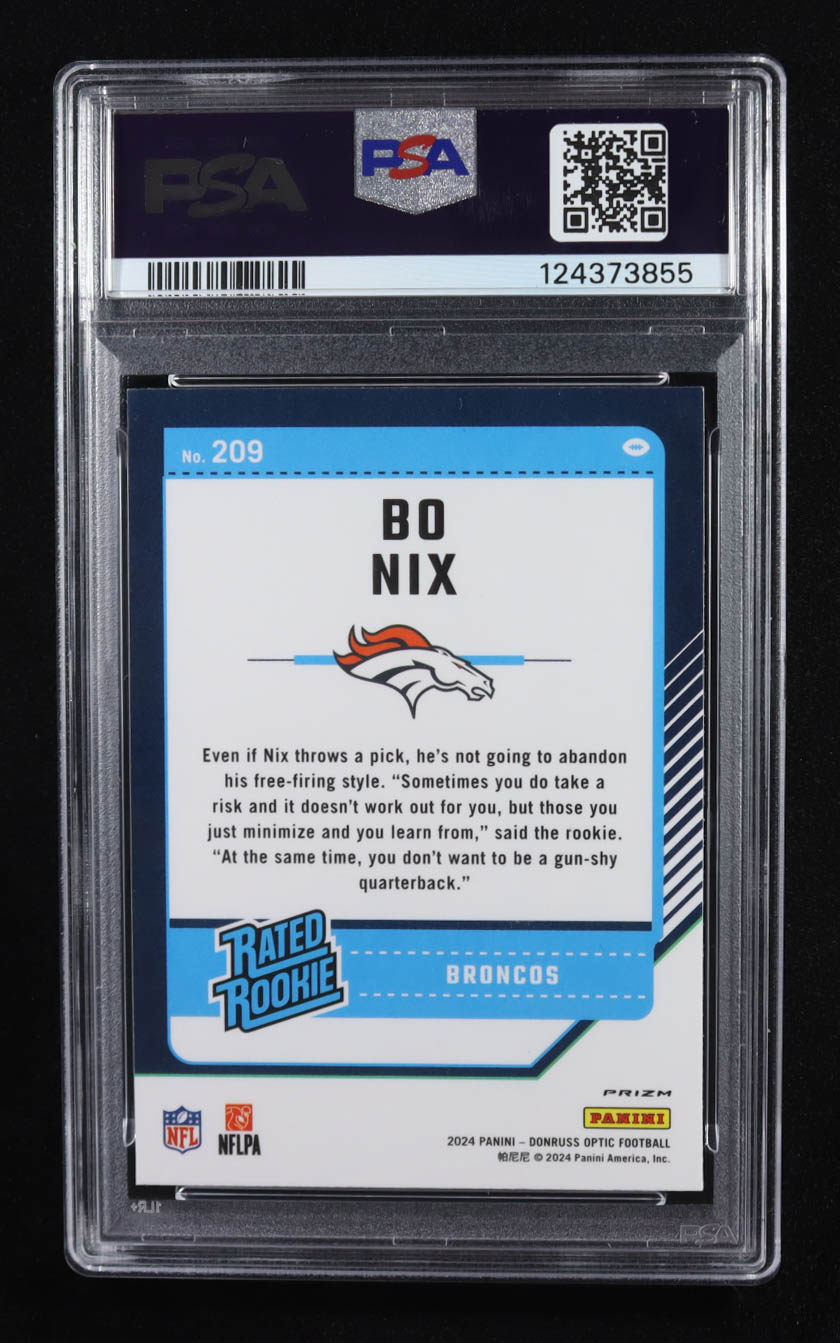 Bo Nix 2024 Donruss Optic Blue Glitter #209 RR (PSA 10) at PristineAuction.com Bo Nix 2024 Donruss Optic Blue Glitter #209 RR (PSA 10) at PristineAuction.com