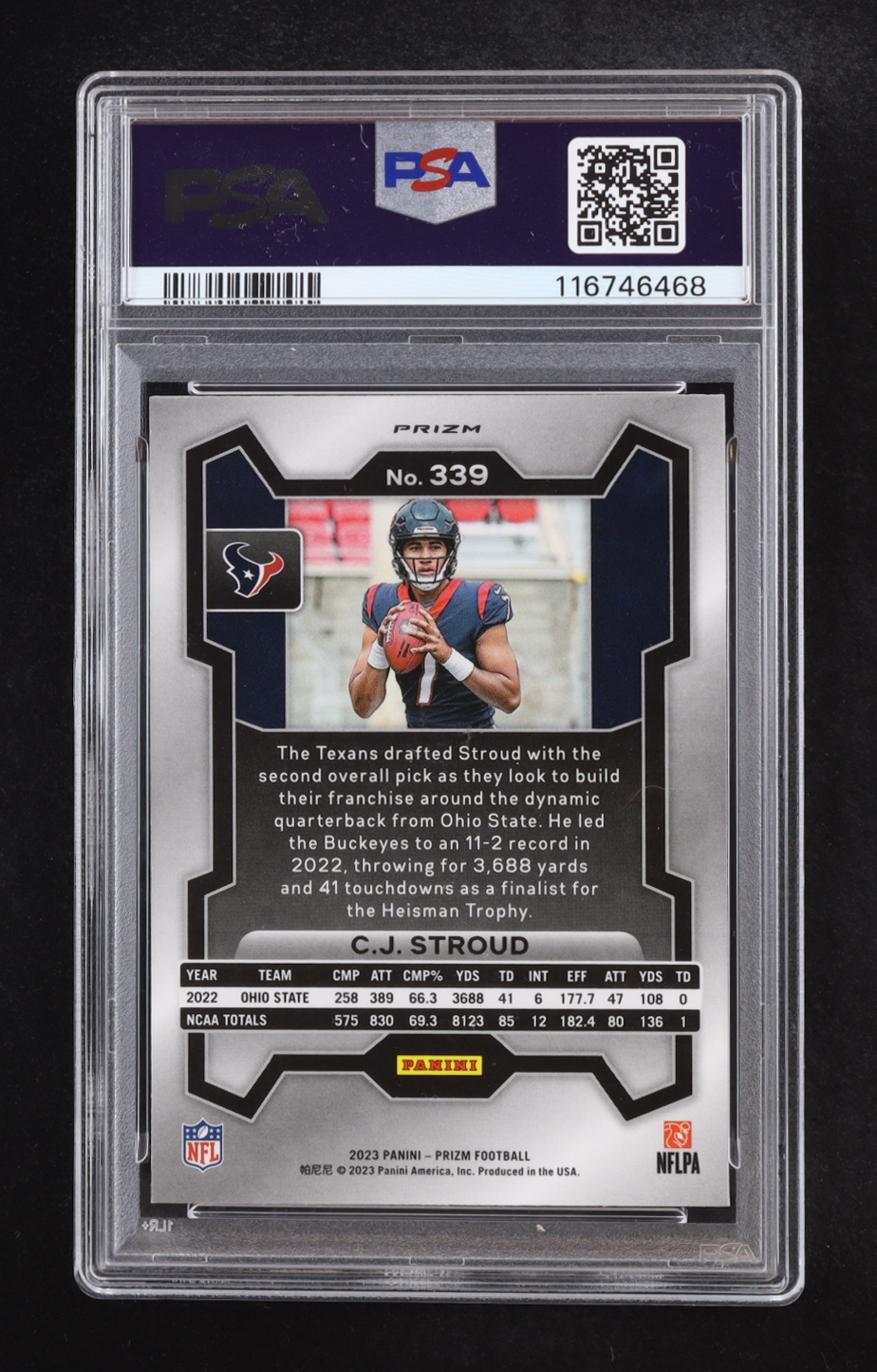 CJ Stroud 2023 Panini Prizm Prizms Lazer #339 RC (PSA 10) at PristineAuction.com CJ Stroud 2023 Panini Prizm Prizms Lazer #339 RC (PSA 10) at PristineAuction.com