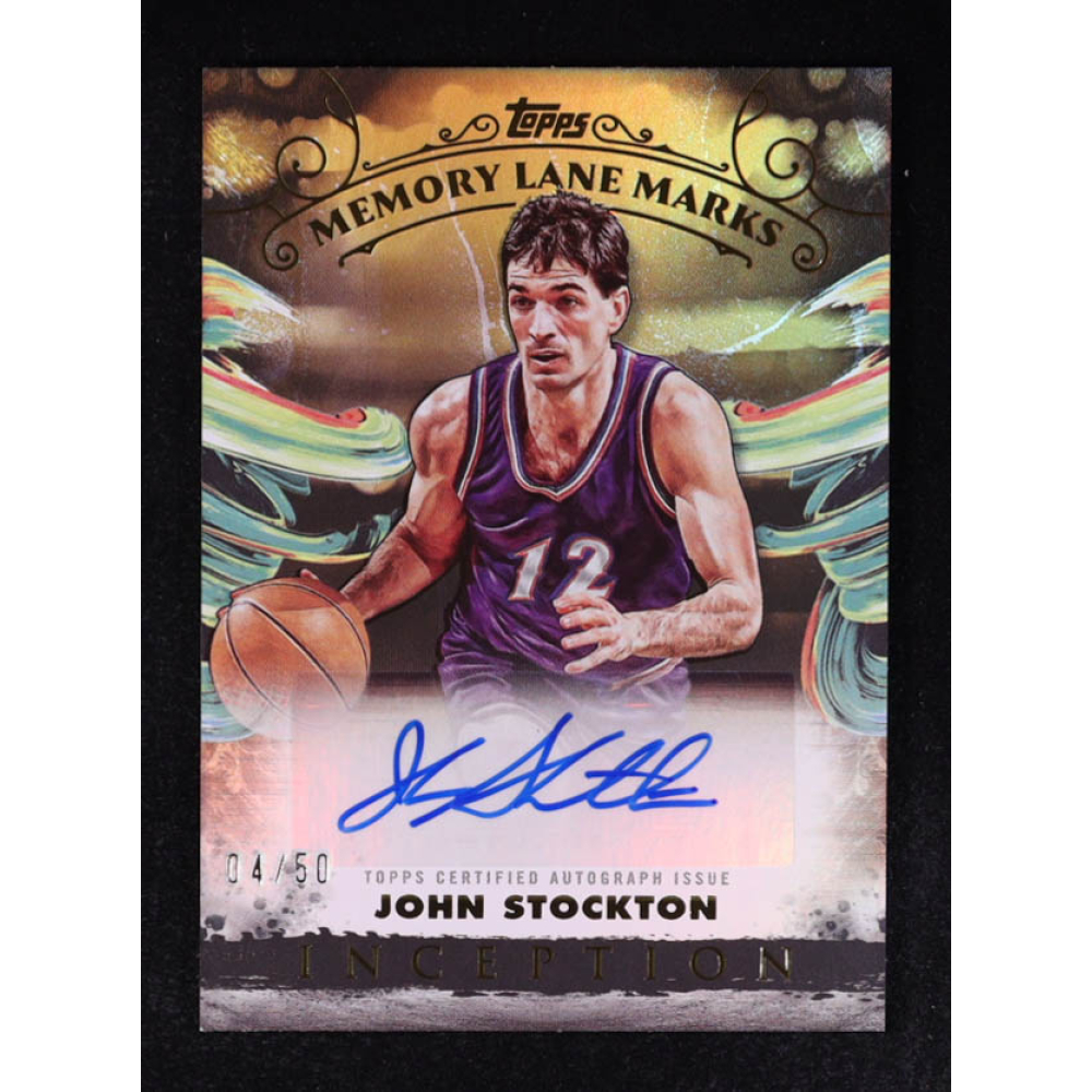 John Stockton 2024-25 Topps Inception Memory Lane Marks Holo Gold #MLMJS #04/50 at PristineAuction.com