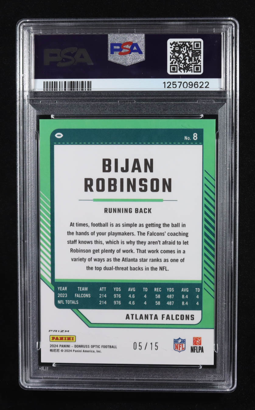Bijan Robinson 2024 Donruss Optic Ice #8 #5/15 (PSA 10) at PristineAuction.com Bijan Robinson 2024 Donruss Optic Ice #8 #5/15 (PSA 10) at PristineAuction.com