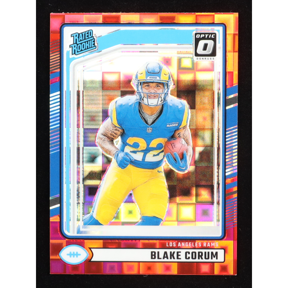 Blake Corum 2024 Donruss Optic Rated Rookies Preview Red Pandora #322 RC at PristineAuction.com