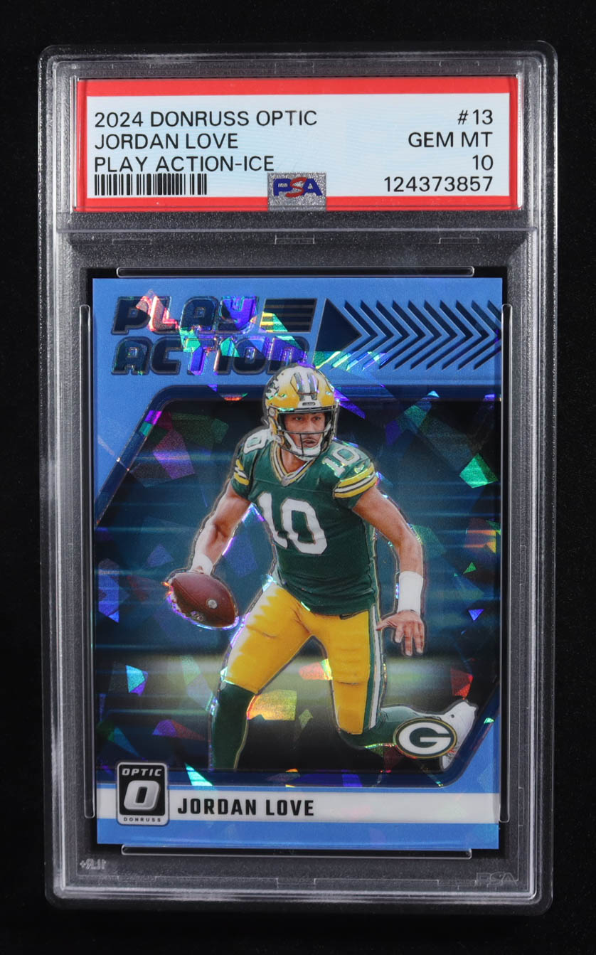 Jordan Love 2024 Donruss Optic Play Action Ice #13 #2/15 (PSA 10) at PristineAuction.com Jordan Love 2024 Donruss Optic Play Action Ice #13 #2/15 (PSA 10) at PristineAuction.com