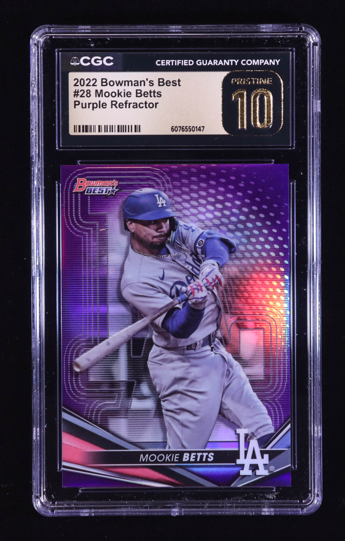 Mookie Betts 2022 Bowman's Best Purple Refractors #28 #207/250 (CGC 10 | Pristine Black Label) at PristineAuction.com Mookie Betts 2022 Bowman's Best Purple Refractors #28 #207/250 (CGC 10 | Pristine Black Label) at PristineAuction.com
