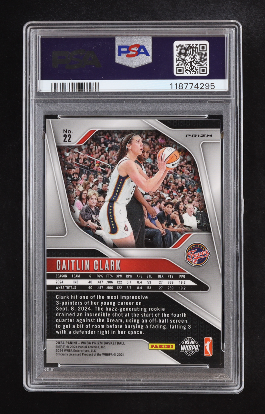 Caitlin Clark 2024 Panini Prizm WNBA Blue Velocity #22 RC (PSA 9) at PristineAuction.com Caitlin Clark 2024 Panini Prizm WNBA Blue Velocity #22 RC (PSA 9) at PristineAuction.com