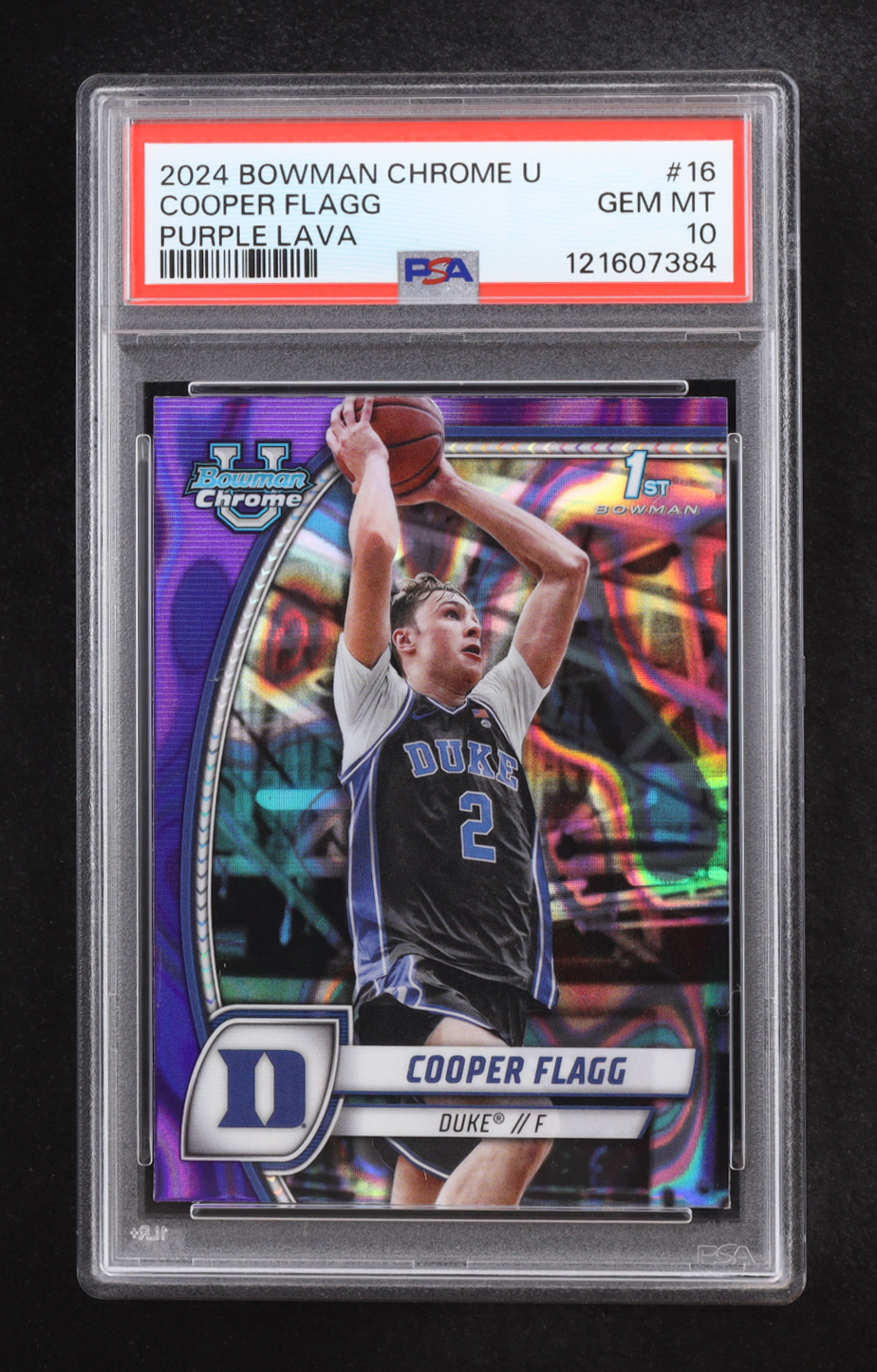 Cooper Flagg 2024 Bowman Chrome University Purple Lava #16 RC (PSA 10) at PristineAuction.com Cooper Flagg 2024 Bowman Chrome University Purple Lava #16 RC (PSA 10) at PristineAuction.com