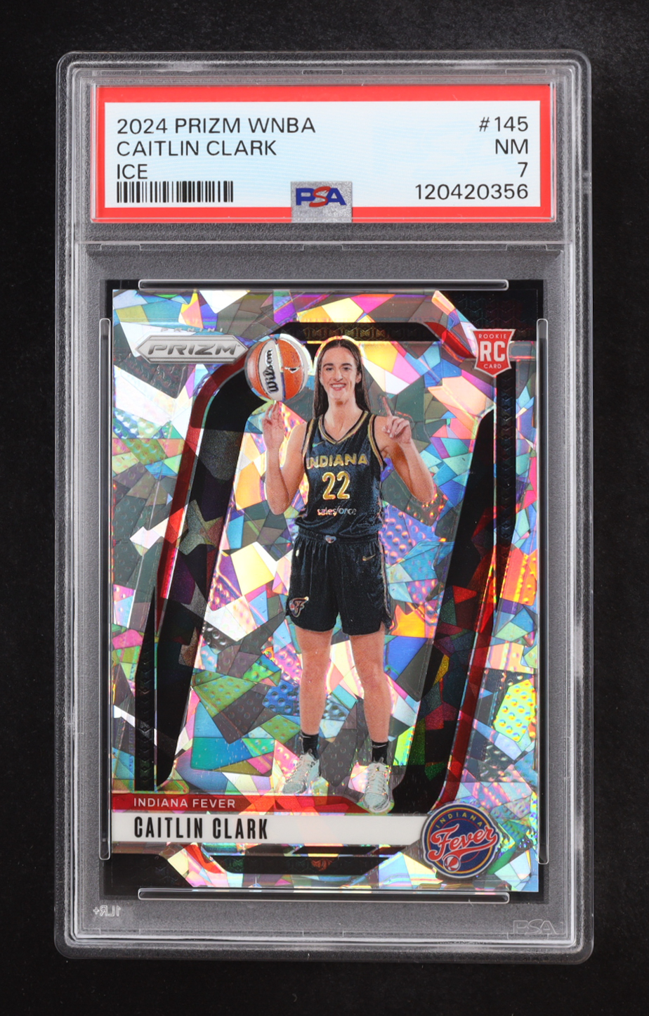 Caitlin Clark 2024 Panini Prizm WNBA Ice Prizm #145 RC (PSA 7) at PristineAuction.com Caitlin Clark 2024 Panini Prizm WNBA Ice Prizm #145 RC (PSA 7) at PristineAuction.com
