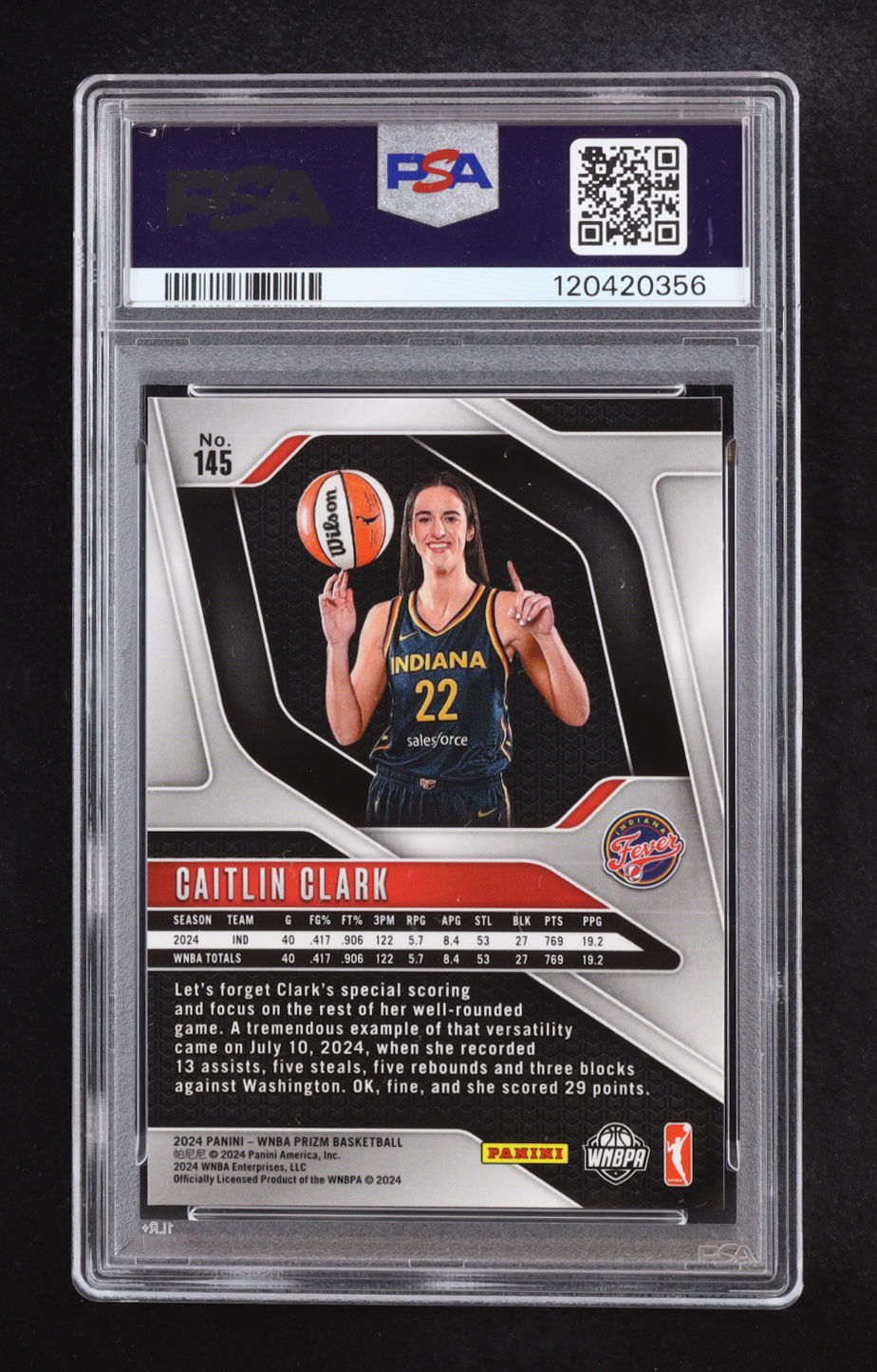 Caitlin Clark 2024 Panini Prizm WNBA Ice Prizm #145 RC (PSA 7) at PristineAuction.com Caitlin Clark 2024 Panini Prizm WNBA Ice Prizm #145 RC (PSA 7) at PristineAuction.com