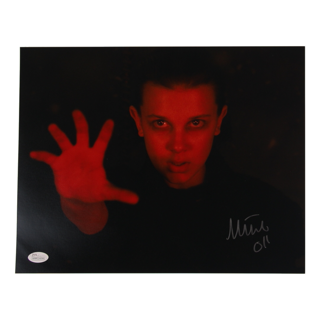 Millie Bobby Brown Signed "Stranger Things" 11x14 Photo Inscribed "011" (JSA) at PristineAuction.com Millie Bobby Brown Signed "Stranger Things" 11x14 Photo Inscribed "011" (JSA) at PristineAuction.com