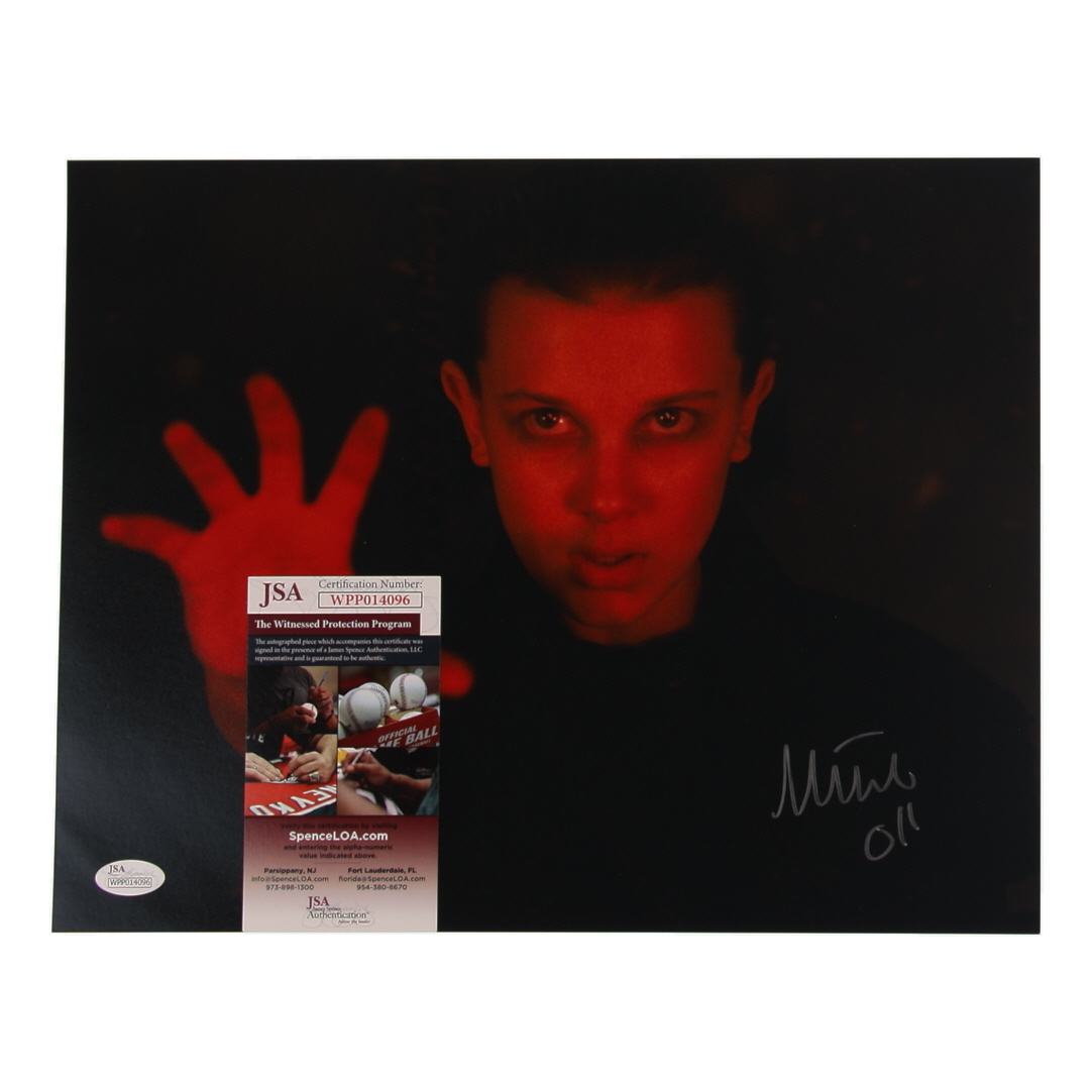 Millie Bobby Brown Signed "Stranger Things" 11x14 Photo Inscribed "011" (JSA) at PristineAuction.com Millie Bobby Brown Signed "Stranger Things" 11x14 Photo Inscribed "011" (JSA) at PristineAuction.com