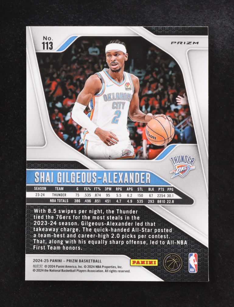 Shai Gilgeous-Alexander 2024-25 Panini Prizm Blue Yellow Green #113 at PristineAuction.com Shai Gilgeous-Alexander 2024-25 Panini Prizm Blue Yellow Green #113 at PristineAuction.com