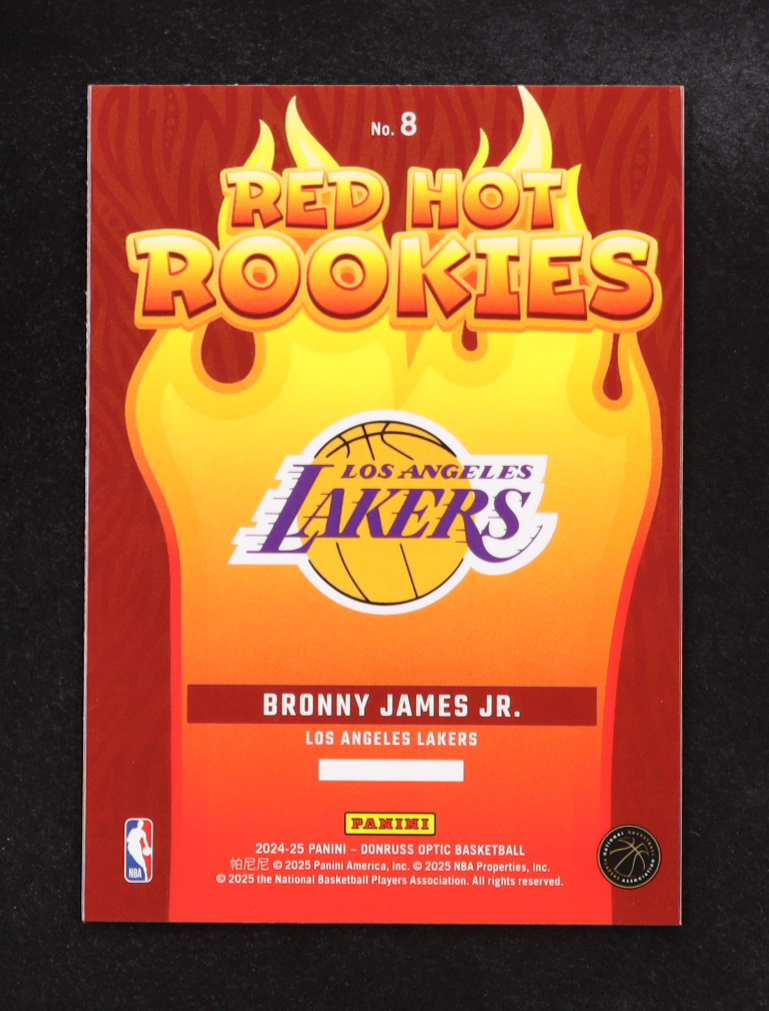 Bronny James 2024-25 Panini Donruss Optic Red Hot Rookies #8 RC at PristineAuction.com Bronny James 2024-25 Panini Donruss Optic Red Hot Rookies #8 RC at PristineAuction.com