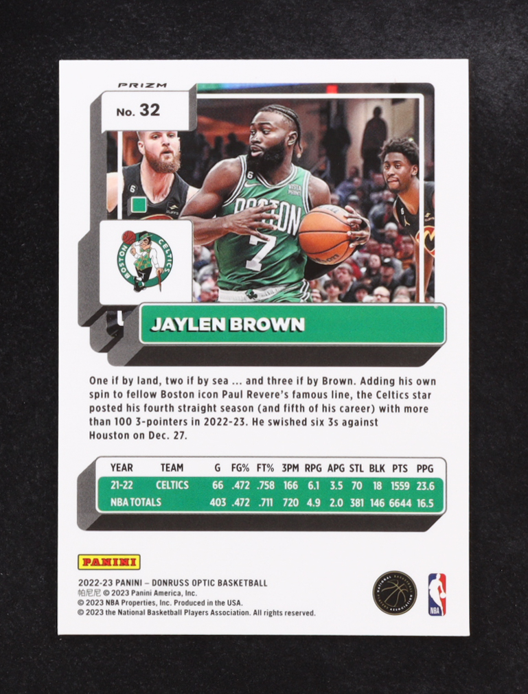 Jaylen Brown 2022-23 Panini Donruss Optic Prizm Red Wave #32 at PristineAuction.com Jaylen Brown 2022-23 Panini Donruss Optic Prizm Red Wave #32 at PristineAuction.com
