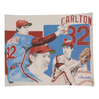 Steve Carlton Signed Phillies 16x20 Lithograph (Beckett) at PristineAuction.com