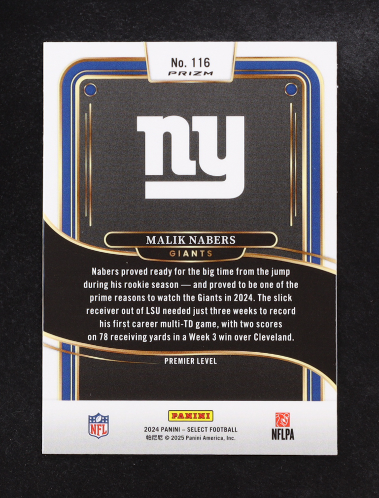 Malik Nabers 2024 Panini Select Prizm Black & Red Shock #116 RC at PristineAuction.com Malik Nabers 2024 Panini Select Prizm Black & Red Shock #116 RC at PristineAuction.com