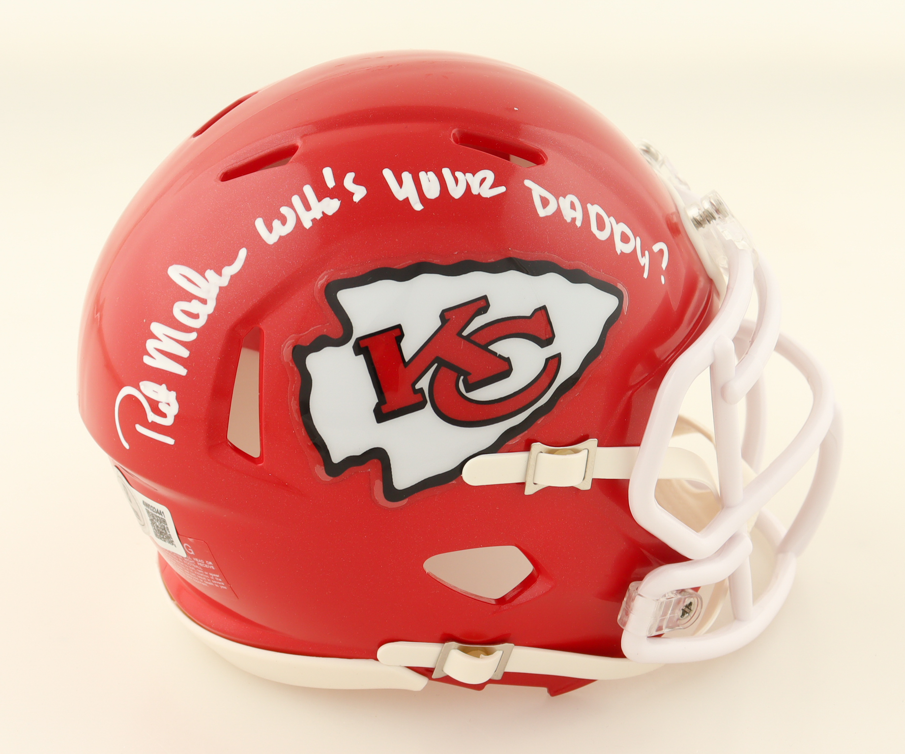 Patrick Mahomes Sr. Signed Chiefs Speed Mini Helmet Inscribed "Who's Your Daddy?" (Beckett) at PristineAuction.com Patrick Mahomes Sr. Signed Chiefs Speed Mini Helmet Inscribed "Who's Your Daddy?" (Beckett) at PristineAuction.com