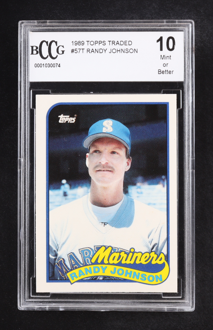 Randy Johnson 1989 Topps Traded #57T RC (BCCG 10) at PristineAuction.com Randy Johnson 1989 Topps Traded #57T RC (BCCG 10) at PristineAuction.com
