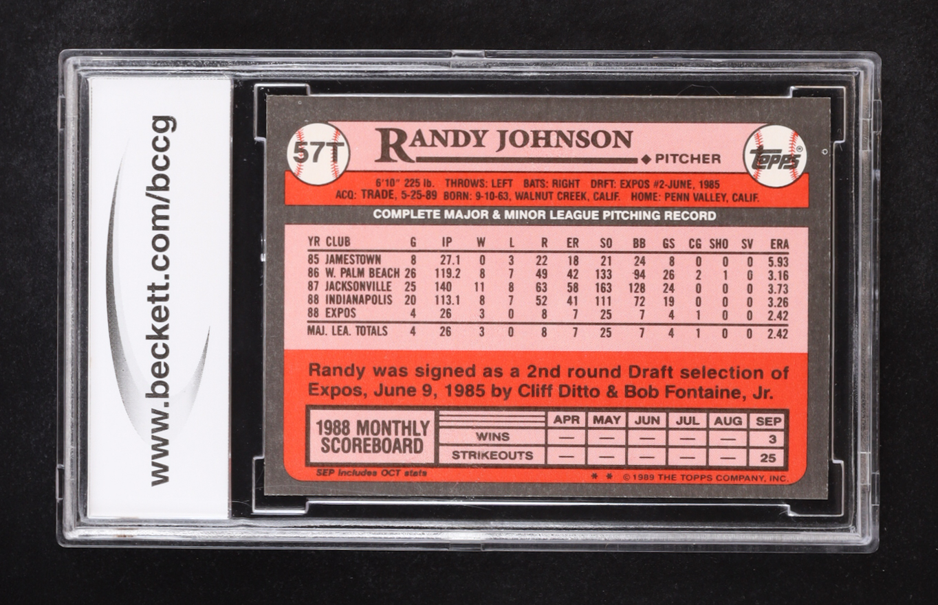 Randy Johnson 1989 Topps Traded #57T RC (BCCG 10) at PristineAuction.com Randy Johnson 1989 Topps Traded #57T RC (BCCG 10) at PristineAuction.com