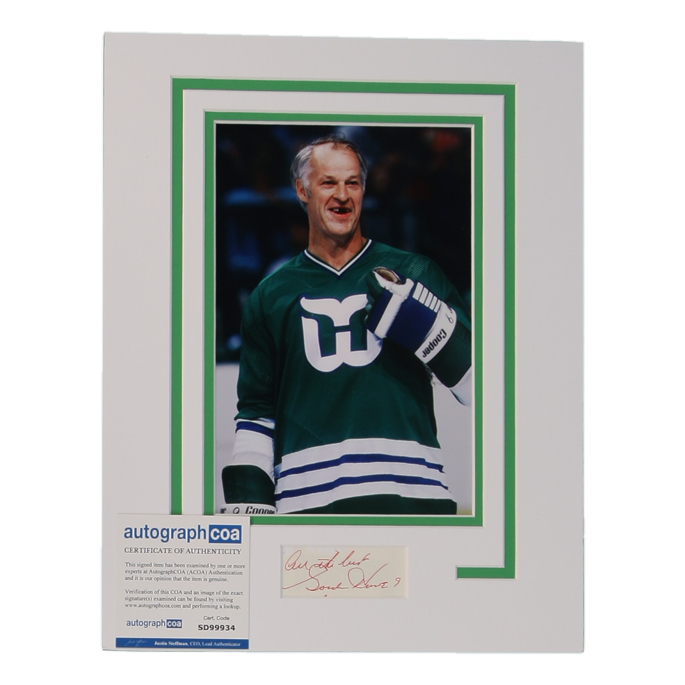 Gordie Howe Signed Whalers Custom Matted Cut Display Inscribed "All The Best" (AutographCOA) at PristineAuction.com Gordie Howe Signed Whalers Custom Matted Cut Display Inscribed "All The Best" (AutographCOA) at PristineAuction.com